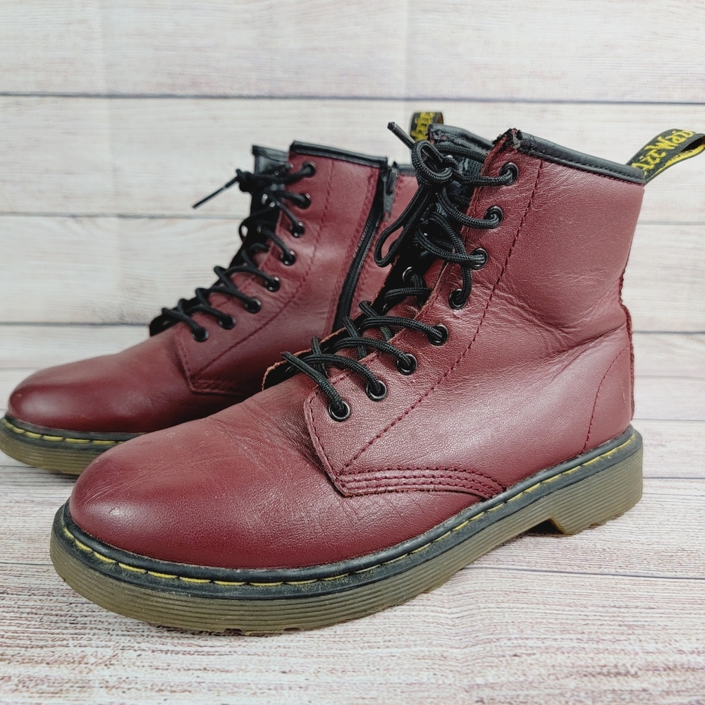 Dr. Martens 1460 Martens Delaney Burgundy Red Kids Boots Size 4US